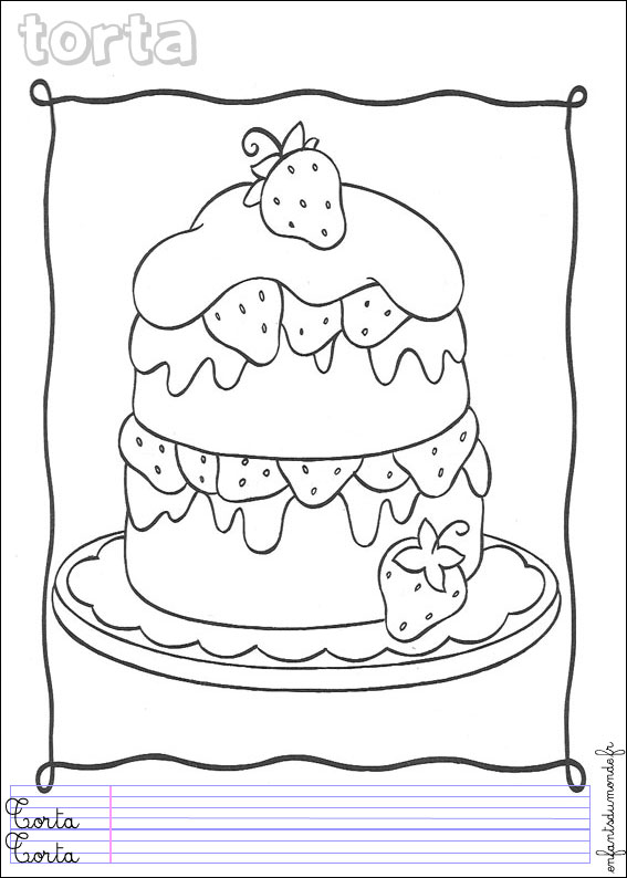 coloriage gateau 1 .. Coloriages Nourriture en italien